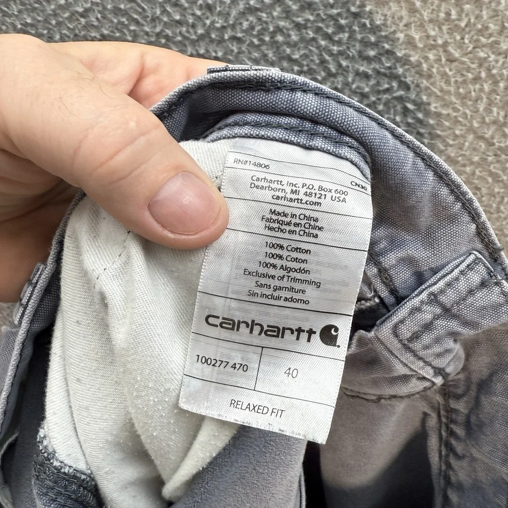 Carhartt Shorts Mens 40‎ Gray Duck Canvas Rugged Cargo Workwear Chore Grunge